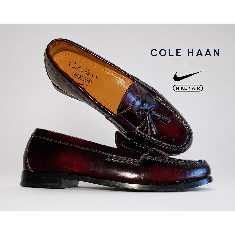Cole Haan Mens Pinch Tassel Loafers Burgundy Leather Size 10 M